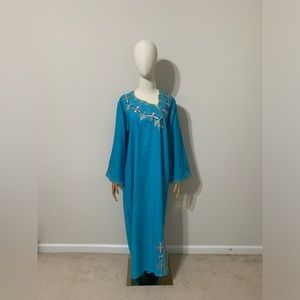 Blue Patterned, Sequined, and Embroidered Dress / Arab Traditional Abaya